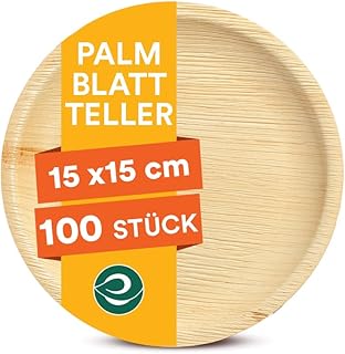 ECO SOUL runde Palmblatt Teller 15 cm (6 Zoll) (100 Stück) | 100% kompostierbar & stabil | Bio Einwegteller aus Palmblatt | Hochwertiges Einweggeschirr für Party & Dessert