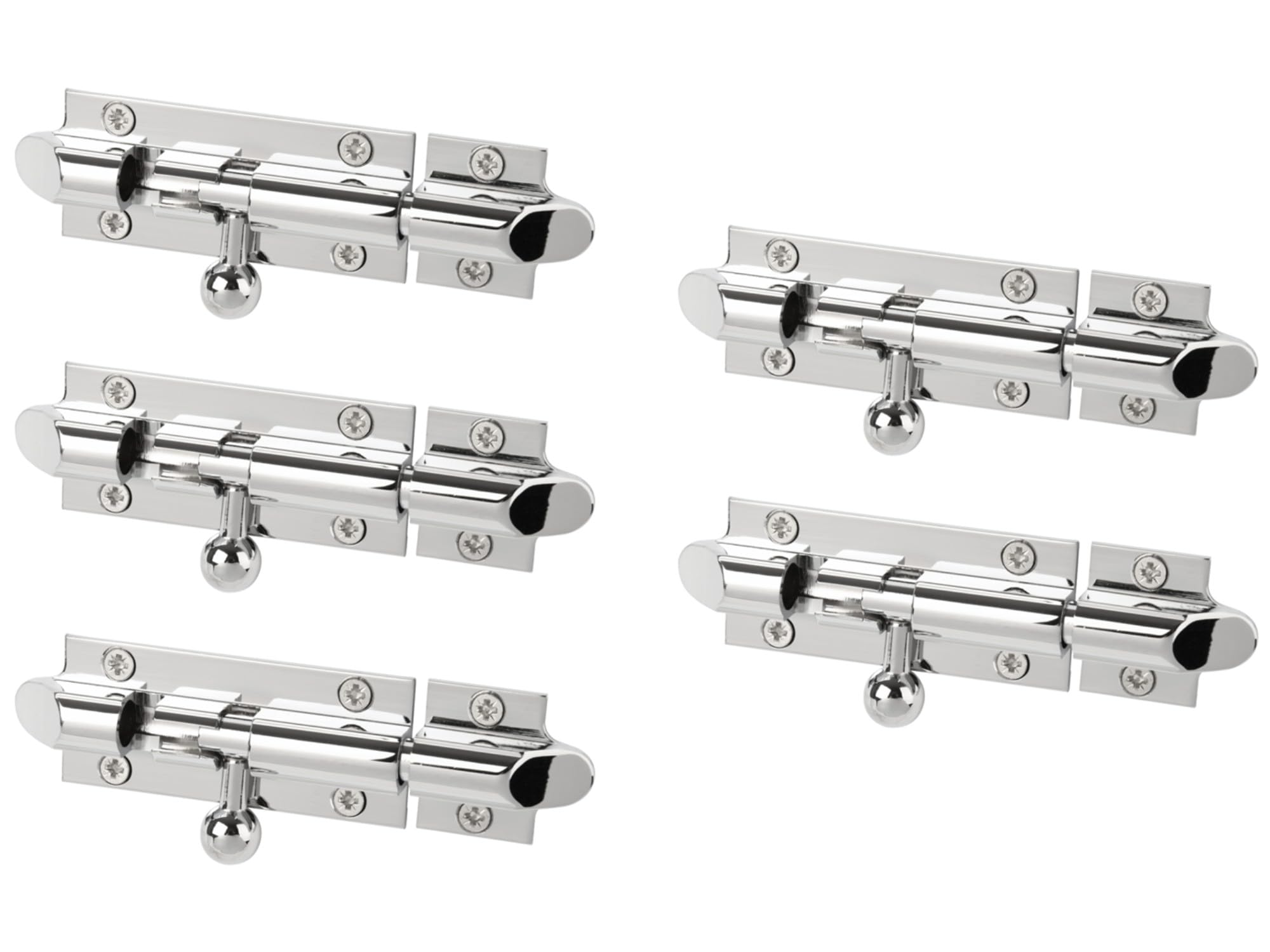 HANDLEZONE® 5 Pack Bell Shaped Premium Sliding Door Bolt, Sturdy Lock Barrel Bolt Perfect for Securing Internal Doors in Bedrooms, Bathrooms, Cupboards - 75x32mm - Polished Chrome