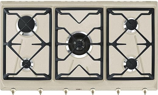 SMEG SRV896AVOGH2 Piano Cottura Avena Incasso Gas, 3100 W, Steel