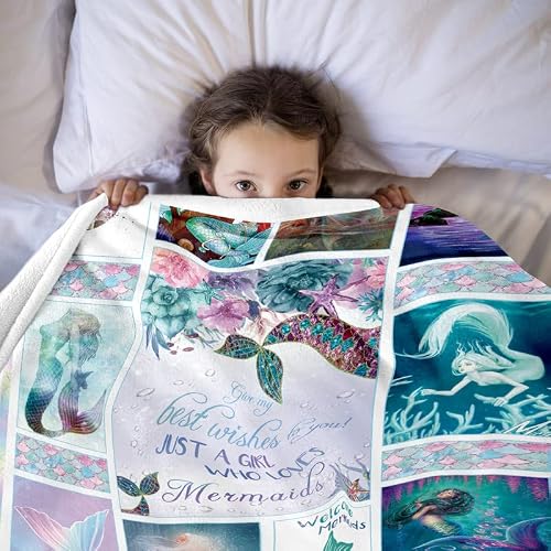 Weallin Mermaid Gifts For Girls Mermaid Blanket, Mermaid Gifts For Women, Soft Blanket For Children's Day Gift, Mermaid Tail Blanket For Girls 4 5 6 7 8 Year Old Birthday Gifts 50 X 60 Inch #TOP5