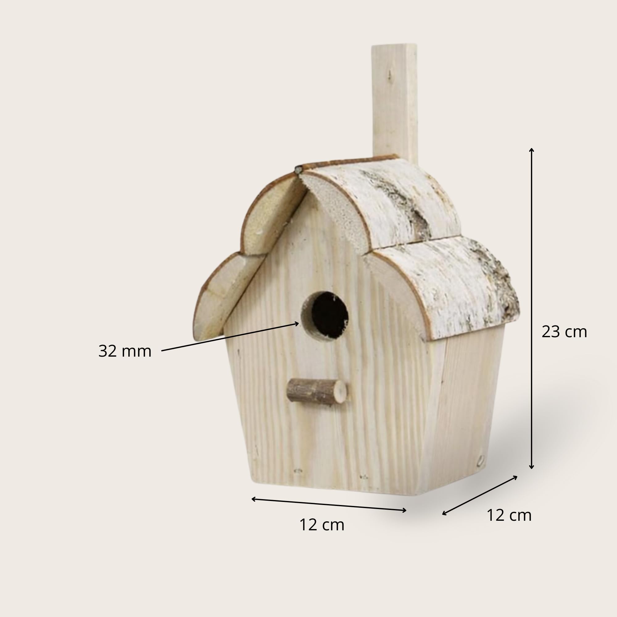 Nichoir pour Oiseaux, nichoir en Bois, nichoir en Bois 12 x 12 H 23/30 cm (32 mm)