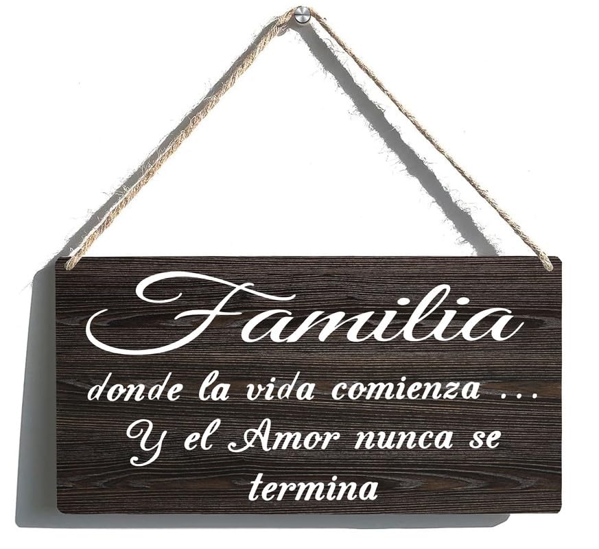FOSHINHanging Wood Sign Spanish Sign Spanish Home Decor Spanish Wall Art Hanging Printed Wooden Plaque Decor, Office Decor Sign, Rustic Home Decoration 12X6 Inch