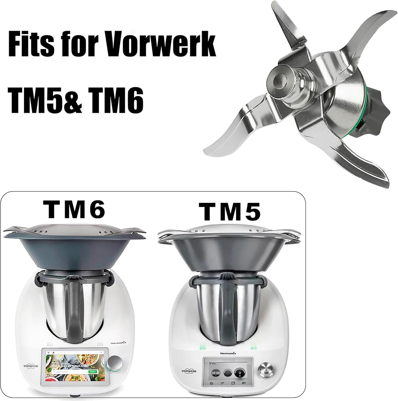 Lama Di Ricambio In Acciaio Inox Per Vorwerk Thermomix TM5 E TM6 - Coltello Miscelatore 4 Lame Ad Alte Prestazioni - 3