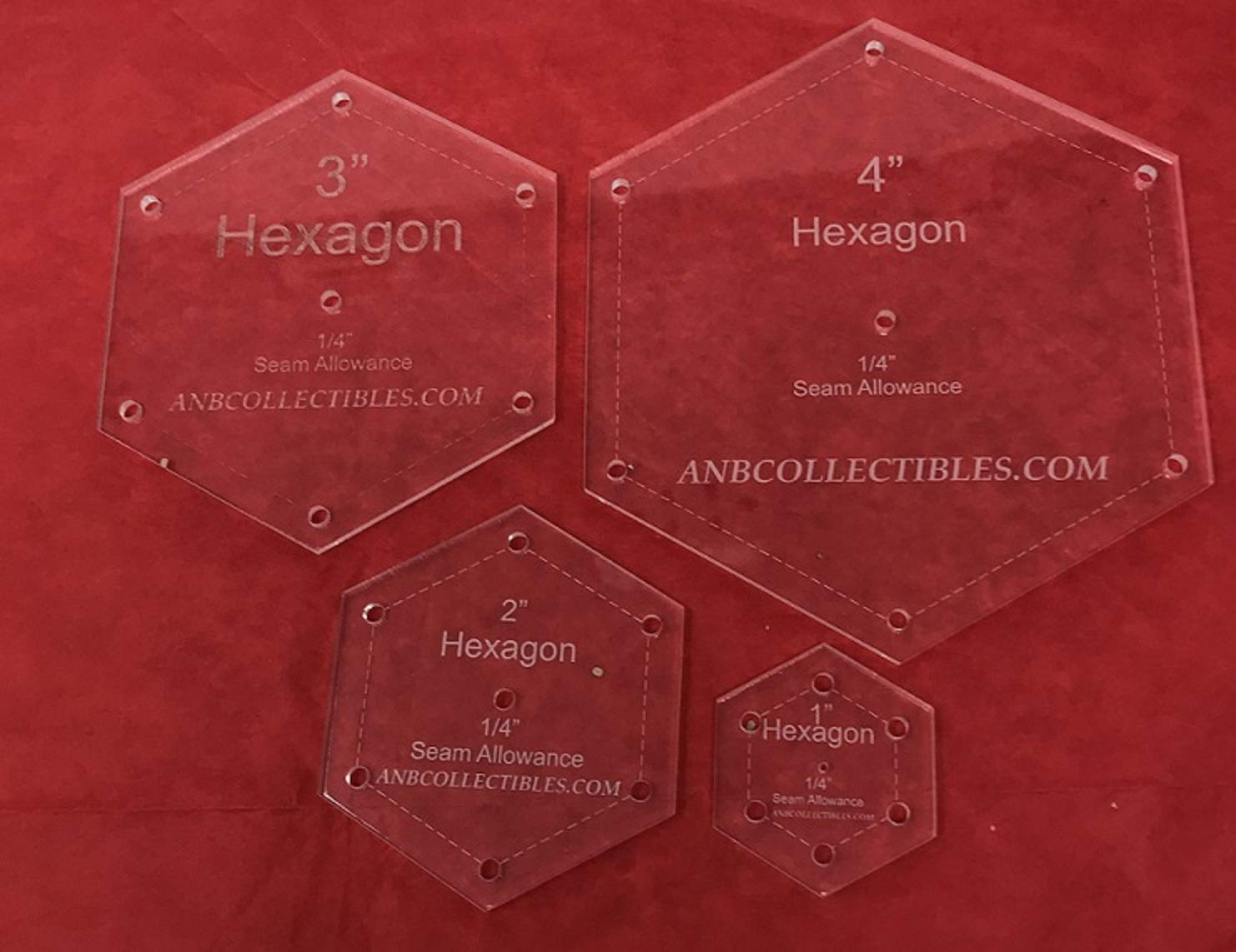4pc. Set of Acrylic Hexagon Quilting Templates 1