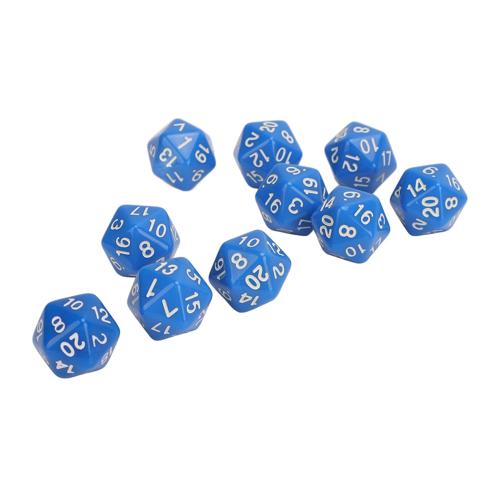 Juego de Dados poliédricos, 10 Piezas de plástico de Alta Resistencia, Dados de 20 Caras para Juegos de rol, Juegos de Mesa, educación matemática, Ligero, Duradero, Resistente a (Azul)