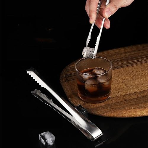 Miniatura 5 de 1 pinza de hielo de acero inoxidable, pinzas para servir para hielo, pinzas para pan antiadherentes, pinzas para servir con dientes para cocina (L)