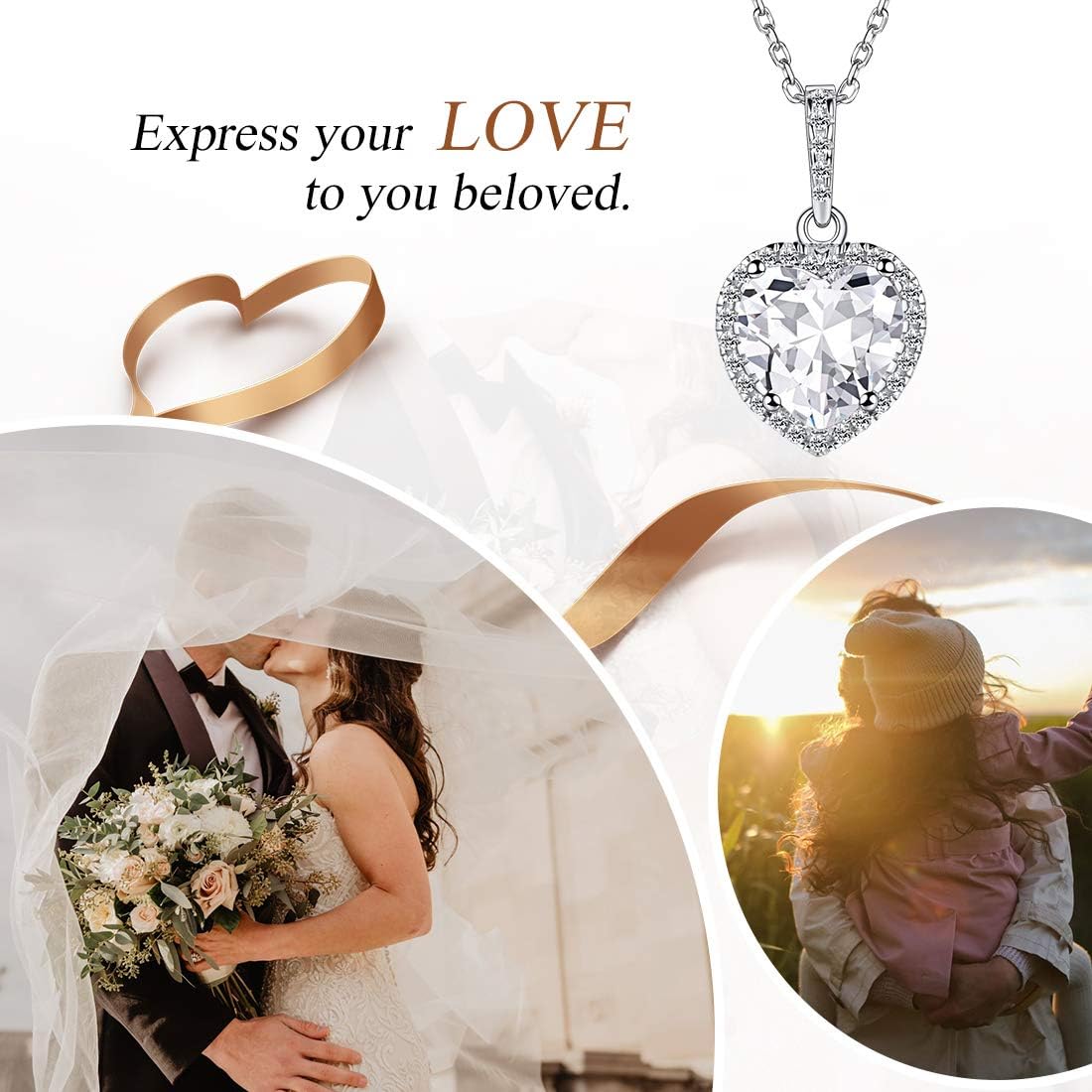 ChicSilver 925 Sterling Silver Birthstone Heart Pendant Necklace for April Birthday Women Bling CZ Stone Shape Of My Heart Jewelry - Image 3