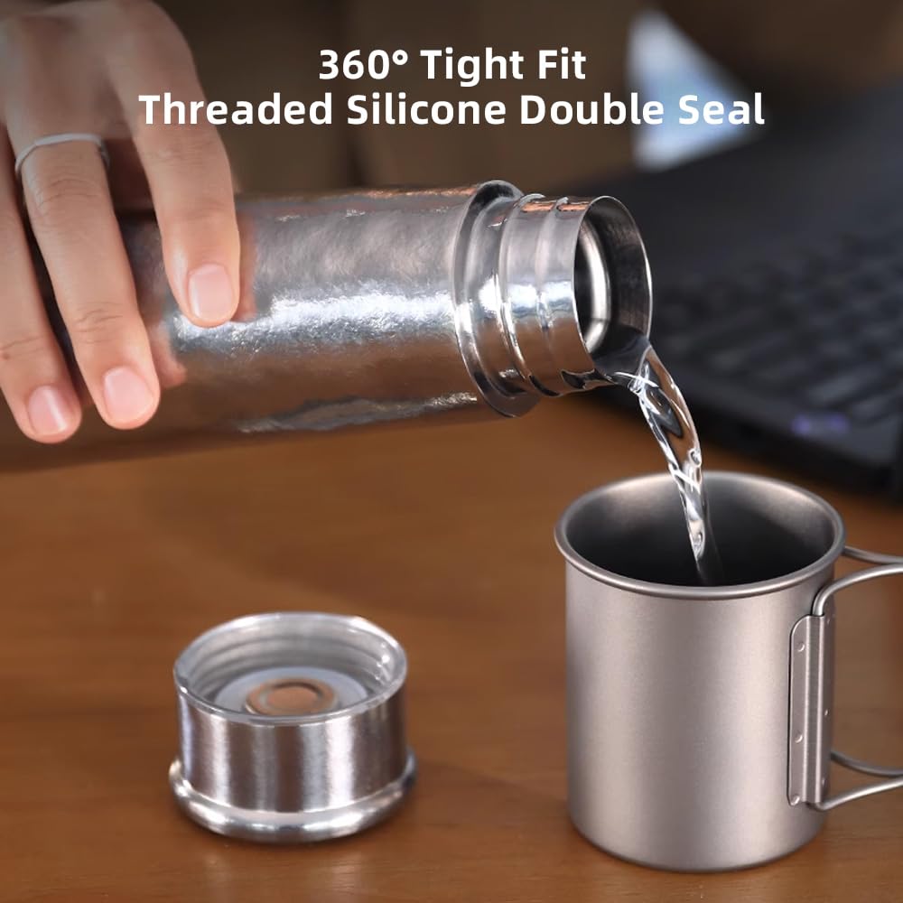 Bouteille D'eau Isolée en Métal Léger Pure Ti 300 Ml Thermos Double Couche pour les Voyages et les Activités de Plein Air