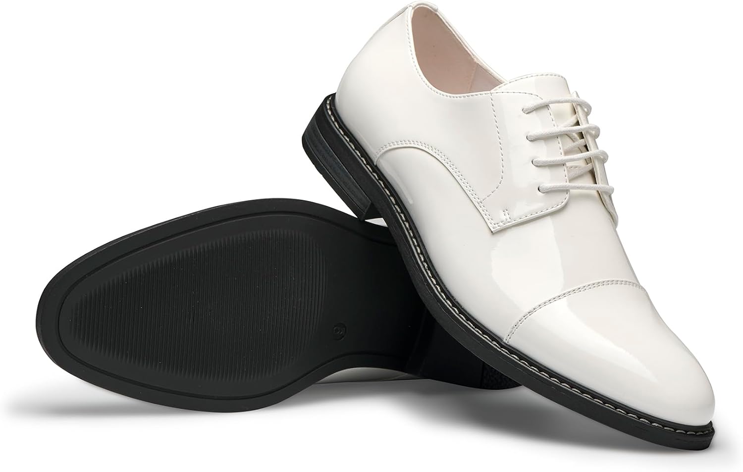 Temeshu Men's Oxford Dress Shoes Patent Lace Up Formal Business Shoes