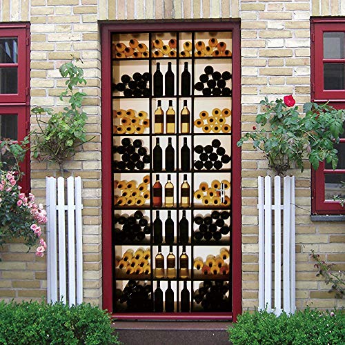 Poster Sticker de Porte Cave À Vin Rétro-Éclairée Autocollant Mural Art Home Décoration 90x200cm