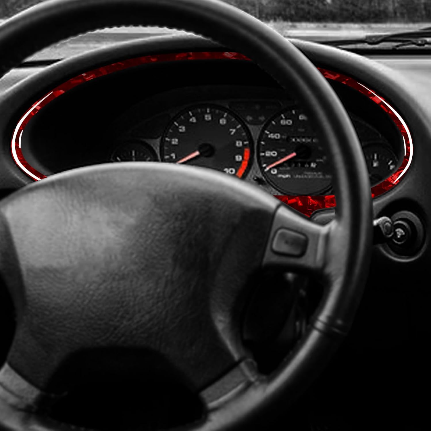 Car Carbon Fiber Accessories Dashboard Bezel Protective Cover Sticker Compatible with Acura Integra 1994 1995 1996 1997 1998 1999 2000 2001 (Red Forged)