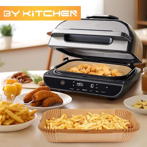 Miniatura 5 de BYKITCHEN Forros para freidora de aire Ninja FG551DG551IG651 Foodi Smart XL para parrilla interior, juego de 100, forros rectangulares de papel