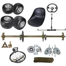 810mm Complete 32" Rear Axle kit+ Go Kart Seat + 5" Wheels + Front Steering Knuckle Hub for Go kart Drift Trike Karting Quad