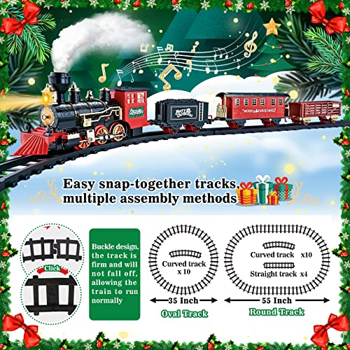 Train Set - Electric Train Toy with Railway Kit, Smoke, Sound, Light, Cargo Cars & Tracks, Toddler Model Train Set for 3 4 5 6 7 8+ Year Old Kids Birthday Gifts - Thumbnail 5