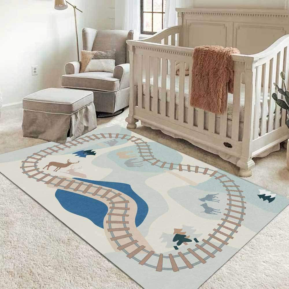 Tapis pour enfants doux motif piste multicolore 120 x 160 cm