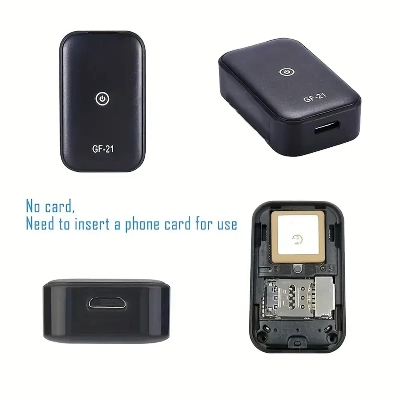 5X Rastreador GPS GF21, Posicionamiento Preciso, Minirastreador de Coche, Rastreador GPS Universal para Bicicletas para Personas Mayores y Niños