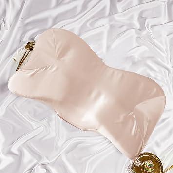 Satin Pillowcase for Cervical Pillow, Beige | Silky Smooth, Contour Pillow Case Cover, Zipper Closure, Ergonomic Design