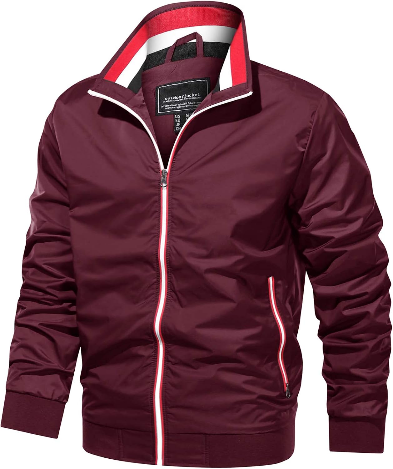 TACVASEN Men's Jackets Lightweight Windbreaker Casual Athletic Varsity Coats Full Zipper Hiking Thin Bomber Spring Fall : Sports & Outdoors