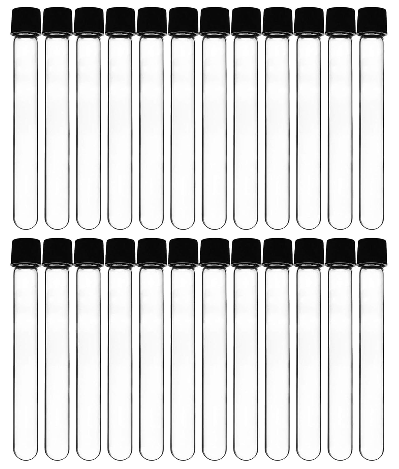 Salco Test Tubes, 10ml - Bakelite Screw Cap with Rubber Liner - Borosilicate 3.3 Glass - 3.9" x 0.6" - Round Bottom - Leak Proof (50)