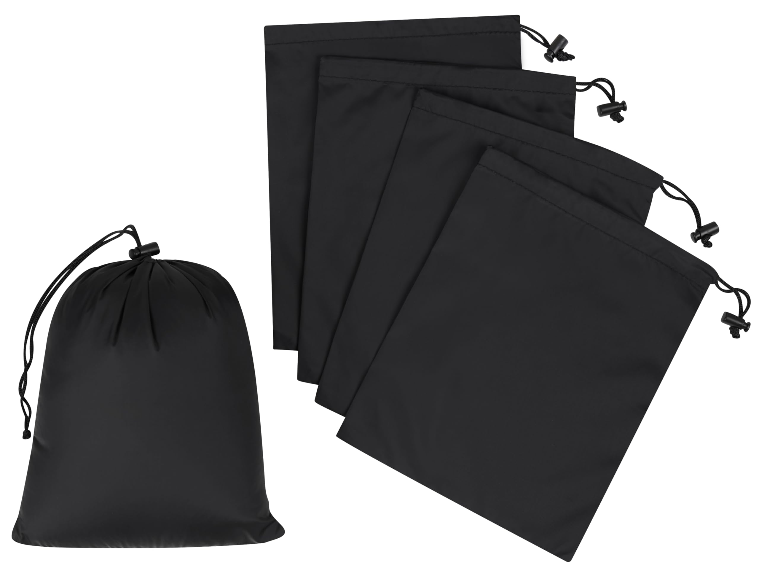 Drawstring Bag - UltraLight Nylon Cinch and Ditty Pouch For Packing, Storing, Goodie Bag (5 pack, Black, 7 x 9 inch)