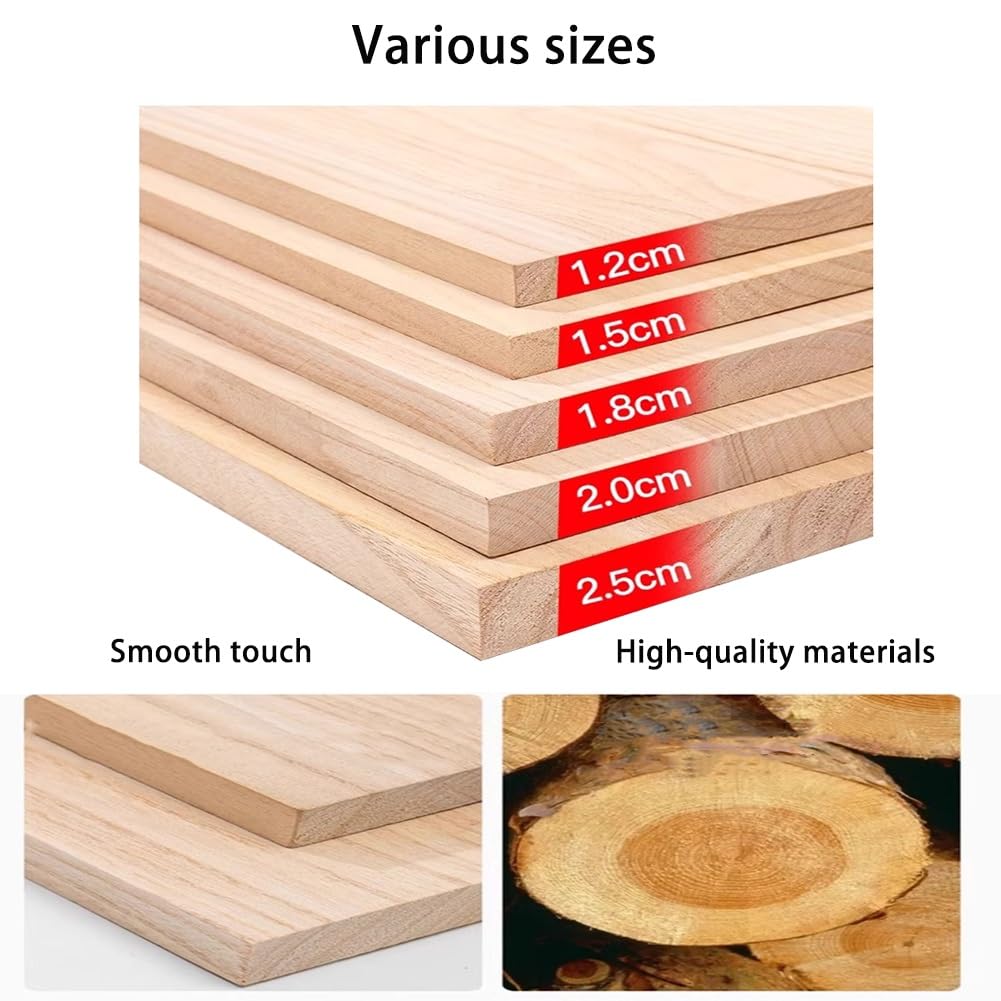 Tavole di legno grezzo per progetti fai da te, rettangolari, diverse dimensioni (1,2 cm, 90 cm x 25 cm), ideali per scaffali, decorazioni per la casa e artigianato creativo