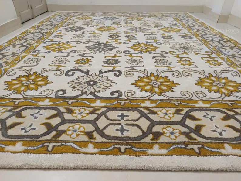 Image of zia carpets Hand Tufted Woollen Modern Collection Bedroom & Living Room Carpet Size 6 X 6 Feet