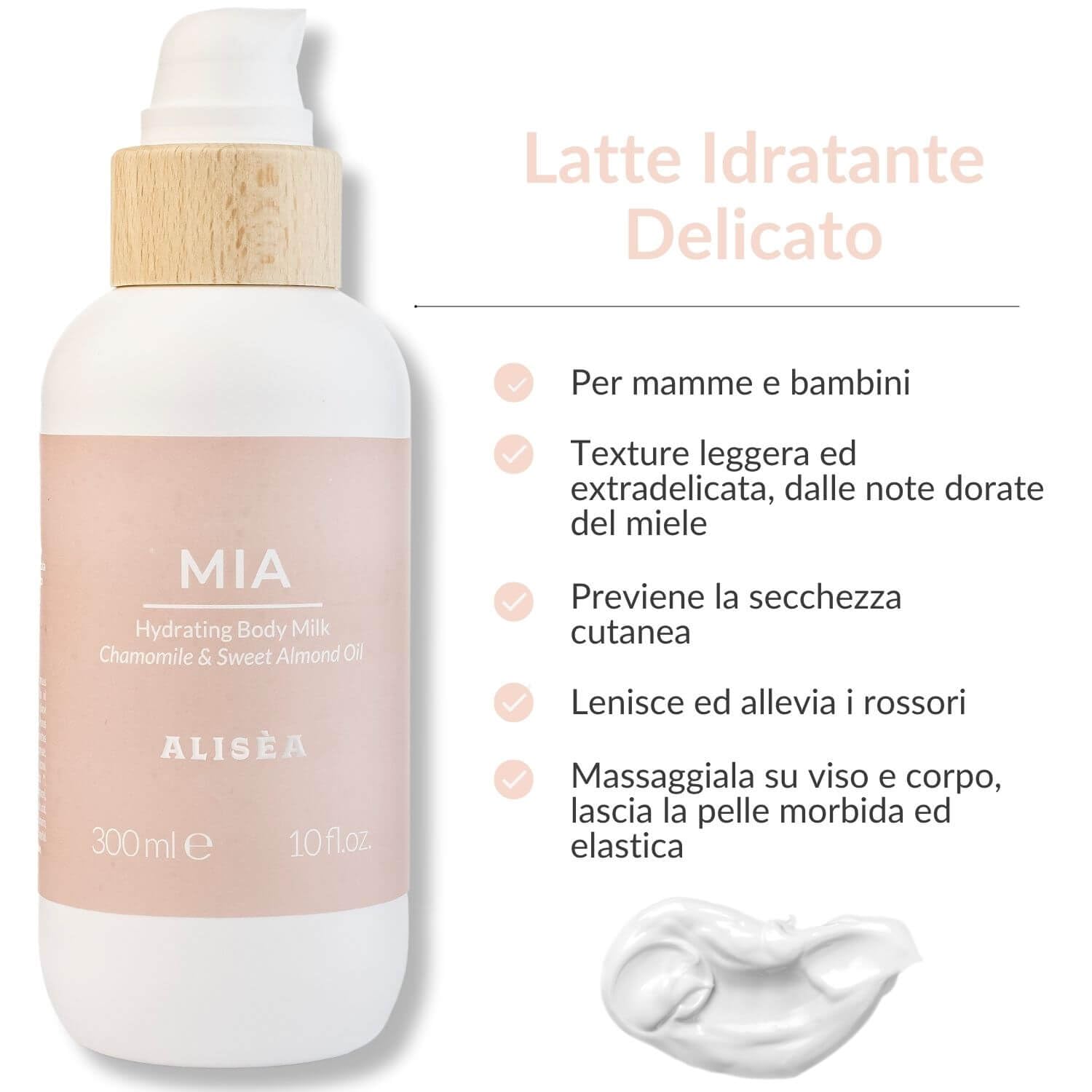 Alisea Parma Mia, Latte Idratante Delicato alle note dorate del miele. Adatto alla pelle sensibile dei bambini, allevia i rossori e previene la secchezza cutanea. 300ml.