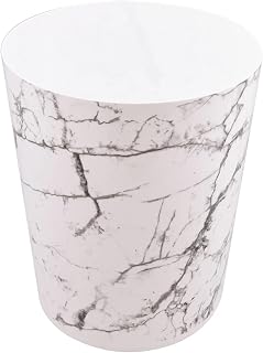 Bathroom Trash Can 5 Gallon Small Garbage Can Waste Basket Recycling Bin Plastic Trash Bin for Living Room, Bedroom, Office, Kitchen, Compact Space (White Marble)