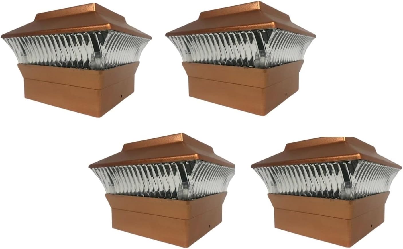 Starry Illuminate 4 Pcs 4x4 Solar Copper Color Square PVC Post Fence Cap Lights