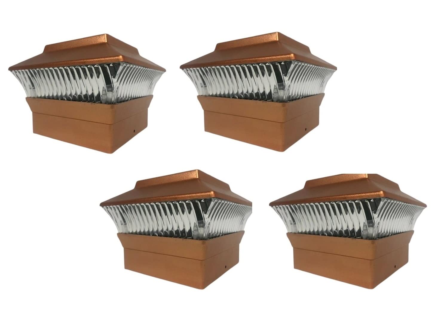 Starry Illuminate 4 Pcs 4x4 Solar Copper Color Square PVC Post Fence Cap Lights