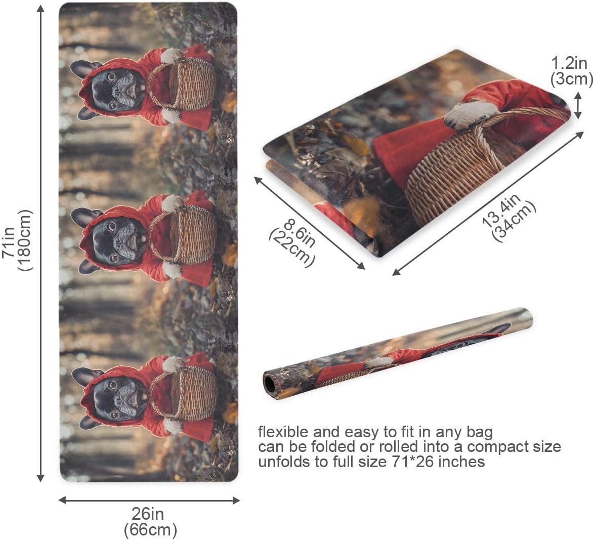 ALAZA French Bulldog Dog Dressed Up Red Yoga Mat Non Slip Fitness Exercise Mat, Workout Mat for Yoga, Pilates and Floor Exercises