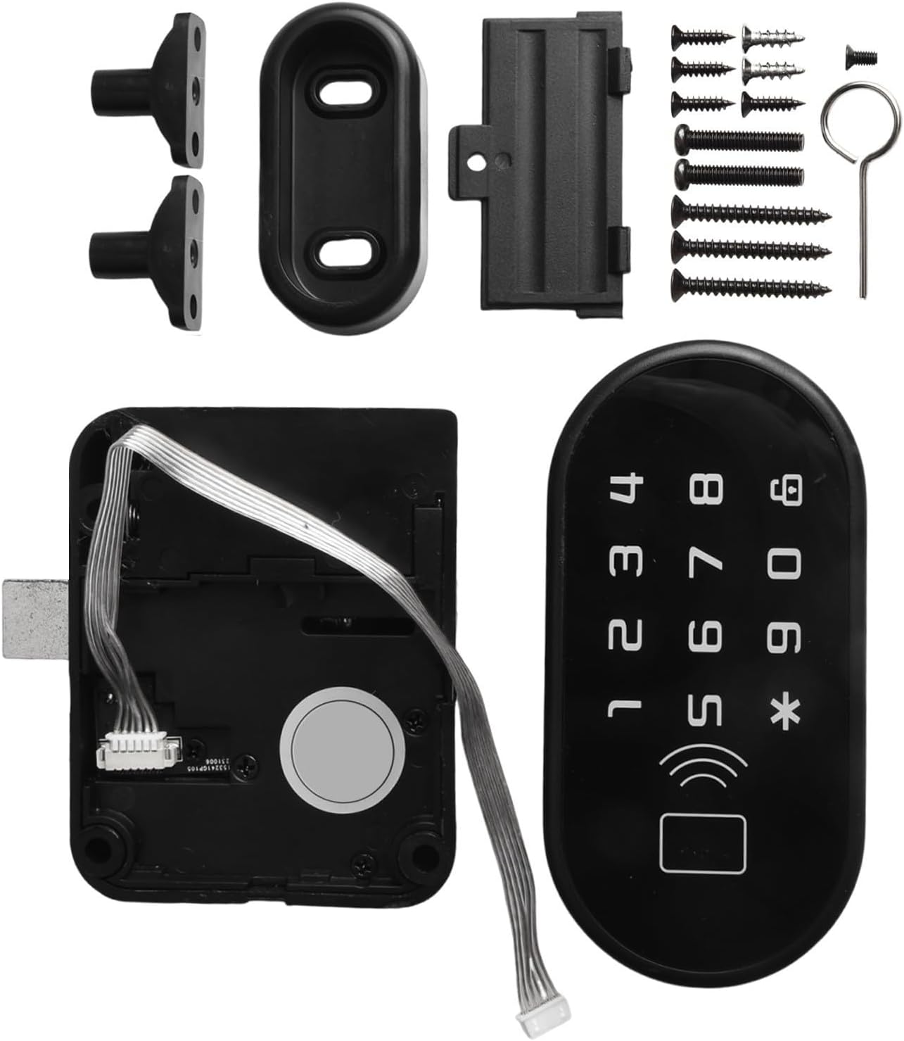 Password Card Combination Lock Wardrobe, Drawer & Cabinet – ABS + Zinc Alloy Security Lock, 105 x 52 mm, Black, Battery-Powered (4 x AAA), Household & Office Use(Single Door)