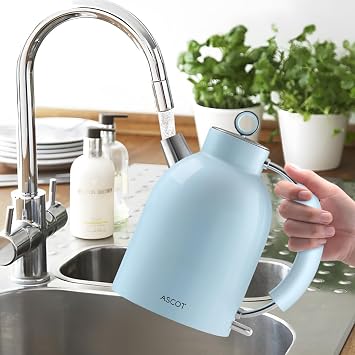 ASCOT Electric Kettle, Stainless Steel Electric Tea Kettle Gifts for Men/Women/Family 1.5L Retro Tea Heater & Hot Water Boiler, Auto Shut-Off Boil-Dry Protection(Blue)