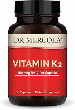 Dr. Mercola Vitamin K2-180 mcg Vitamin K2 as MK-7 - Supports Healthy Arterial Function & Heart Health - Non-GMO, Gluten-Free & Dairy-Free - 30 Capsules 30 Servings
