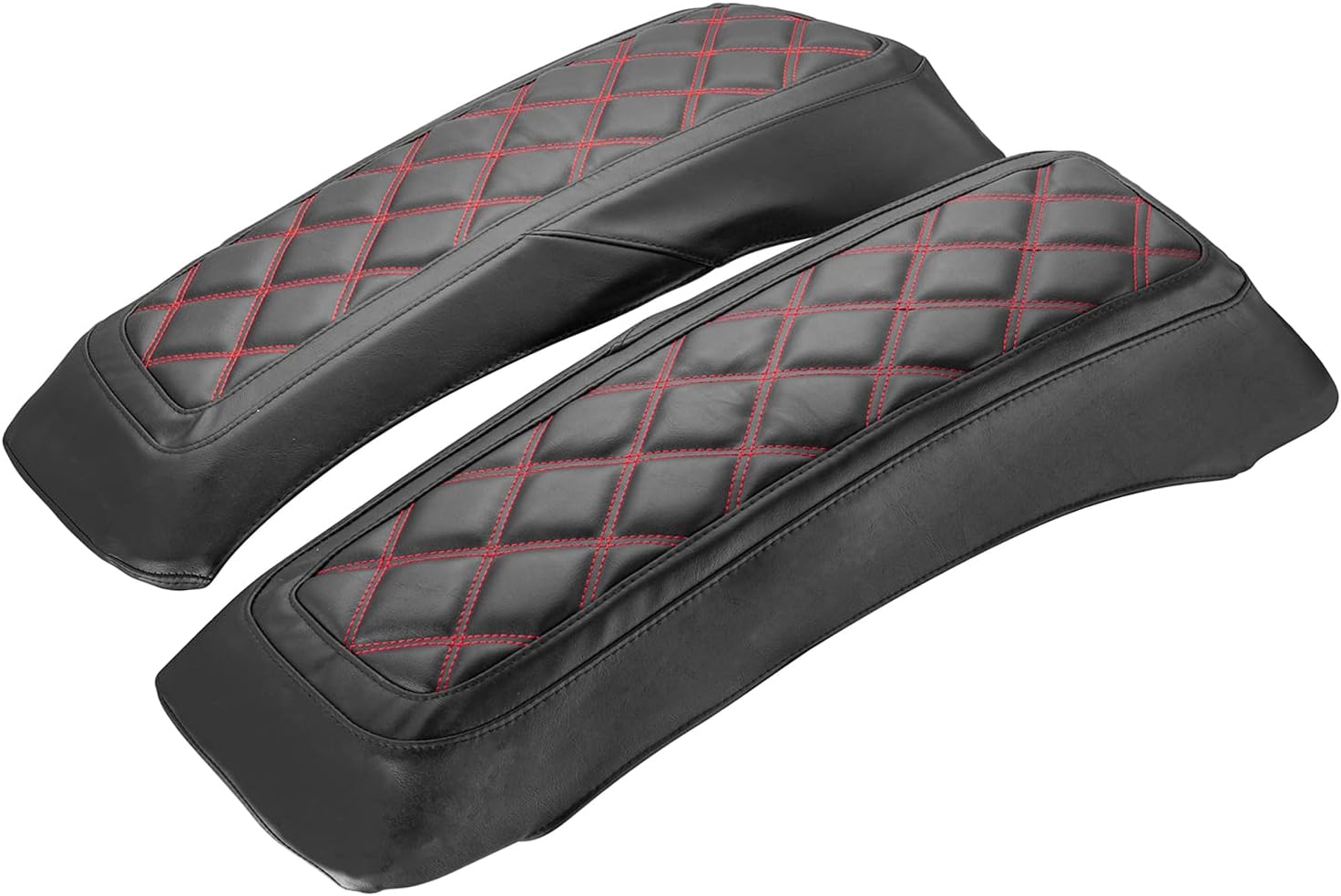 Mofun Saddlebag Lid Covers Microfiber Leather Bags & Cover Compatible with Harley Touring Street Road Electra Glide Road King 1993-2013 Red Square