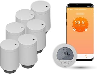 Automat-on Set für Fußbodenheizung mit 6X Smart Heizkörperthermostat und Zigbee Thermostat Fussbodenheizung | Steuerung mit Tuya, SmartLife oder ohne App | Kompatibel mit Alexa, Google Home