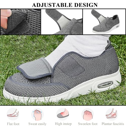 Men Diabetic Shoes Extra Wide Width Lightweight Slippers with Adjustable Closure Non Slip Women's Air Cushion Bottom Walking Shoes for Elderly Swollen Feet3