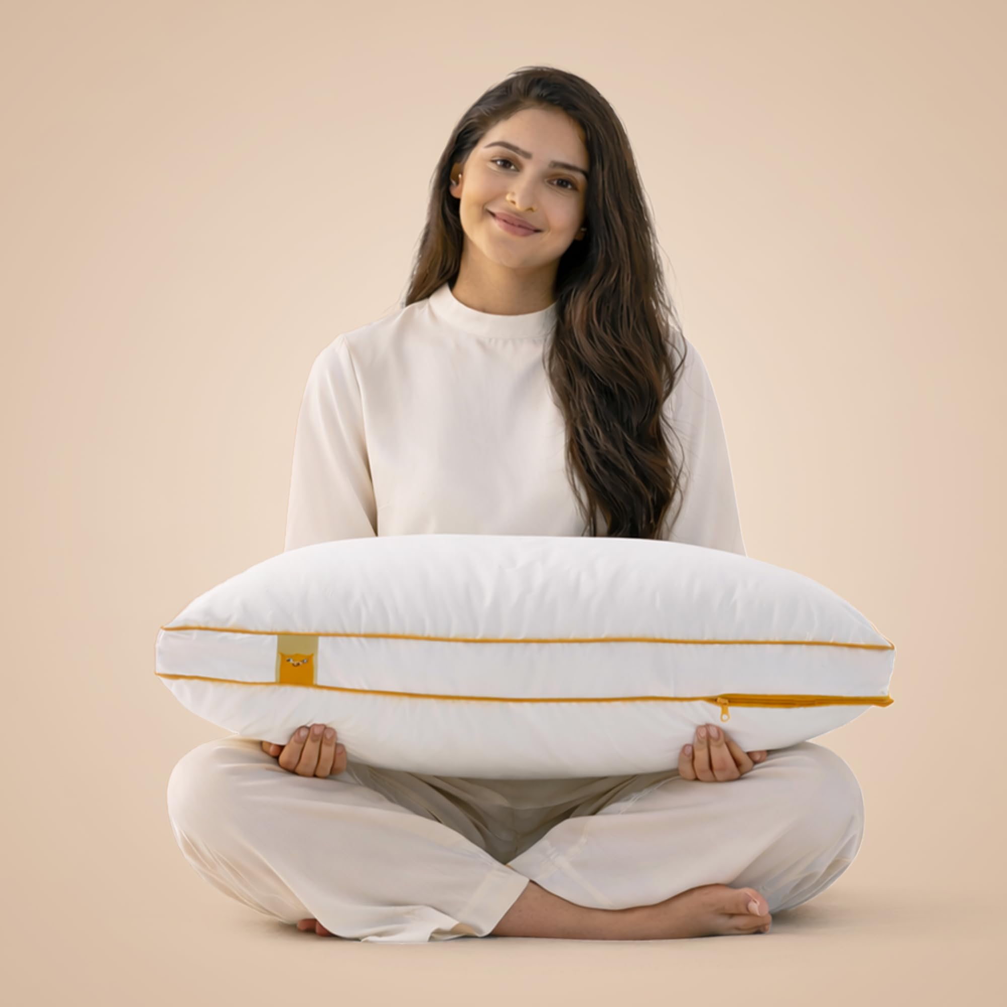 SleepyCat Hybrid Pillow | Full-Size Height & Firmness Adjustable Pillow | Removable Foam Inserts & 100% Virgin Microfiber Fill with No Lumps & No Lint Guaranteed | White, Set of 2 (26 x 16 Inches)