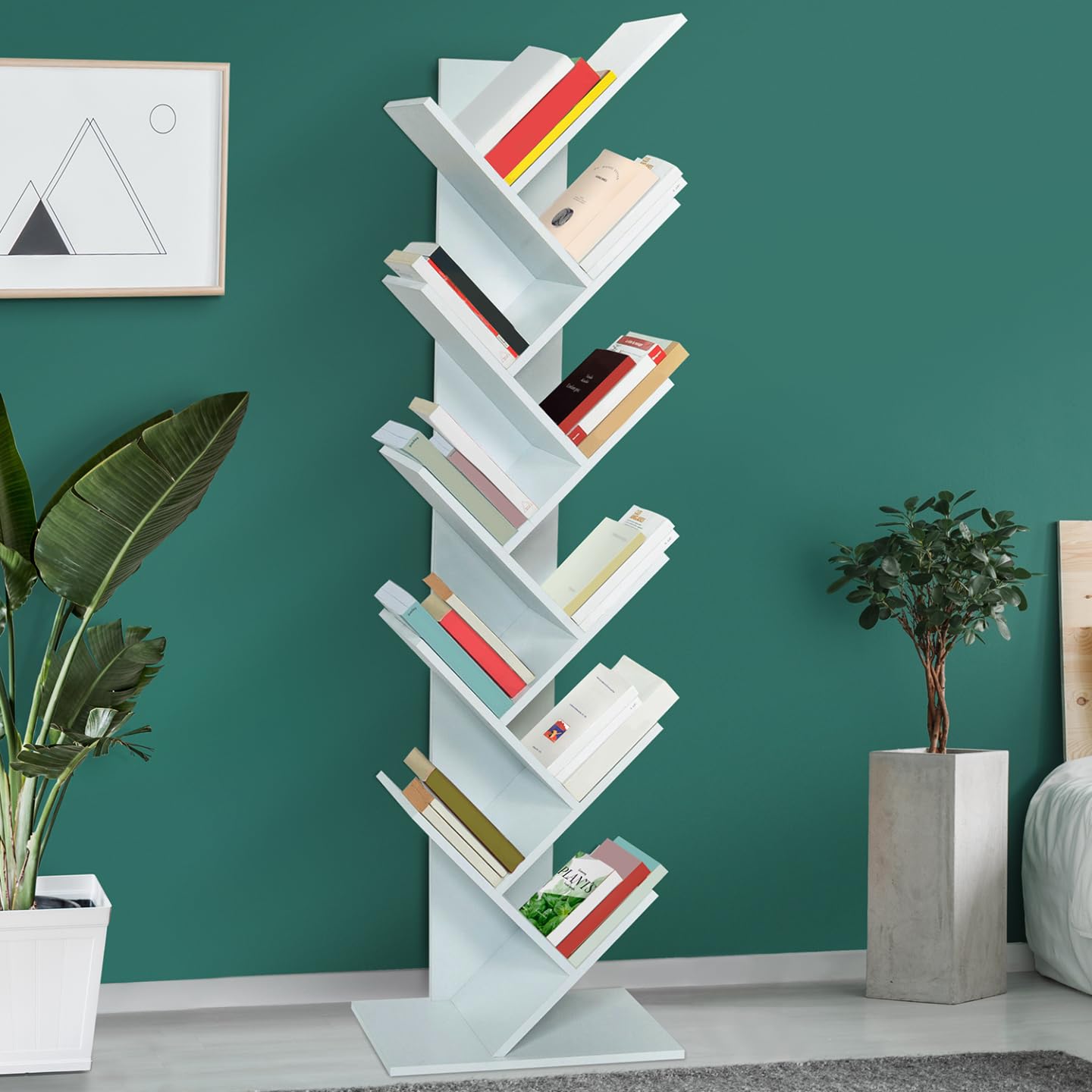 IDMarket - Estantería para libros de té (10 niveles), color blanco