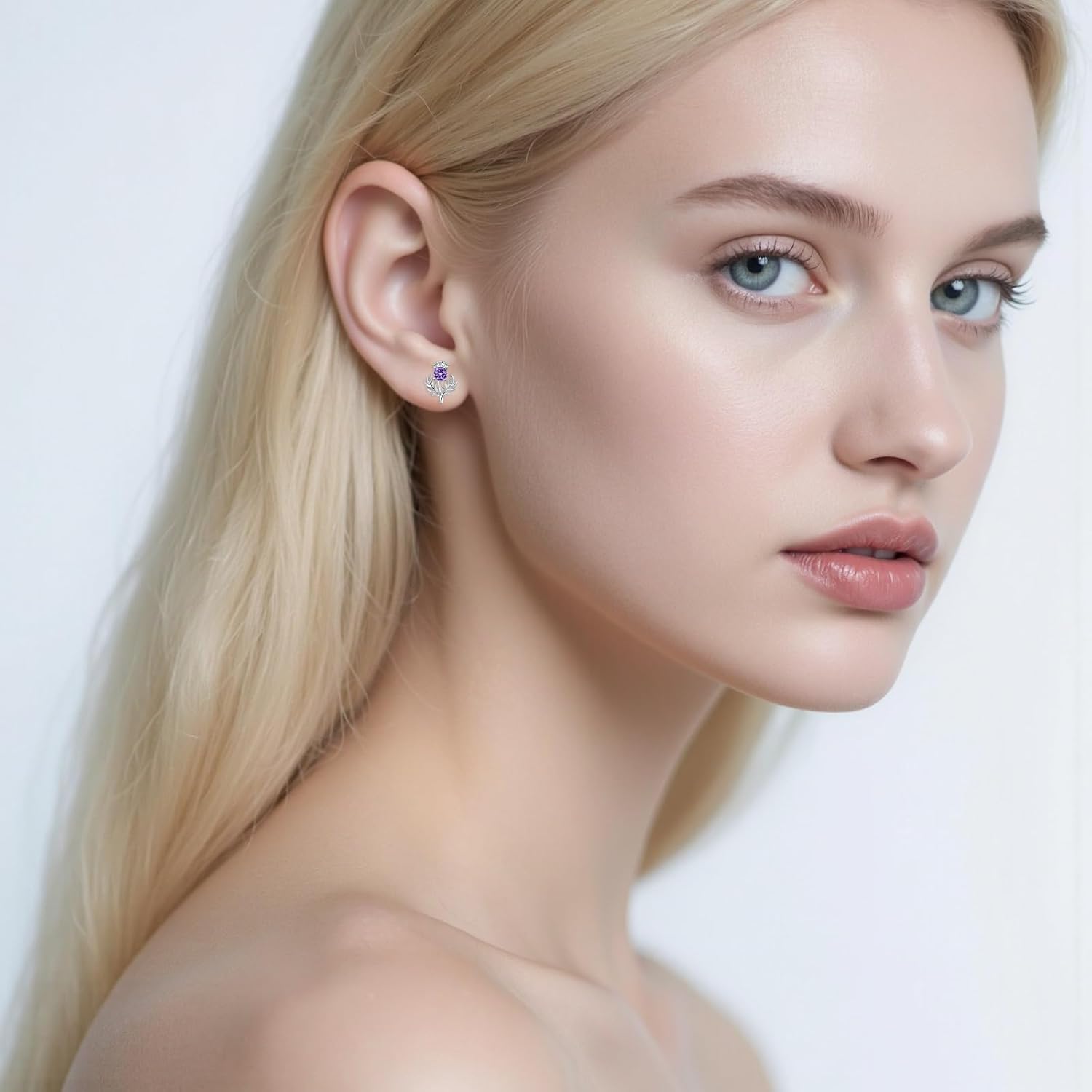 Sterling Silver Scottish Thistle/Daisy/Rose/Sunflower/Lotus/Dandelion Stud Earrings Flower Jewelry Gifts for Women - Image 6