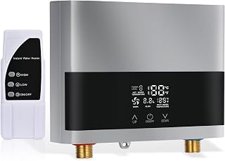 Electric Tankless Water Heater 4000W 110V 1.32 GPM Constant Temperature Instant Hot Water Heater with Remote Control Digital Display