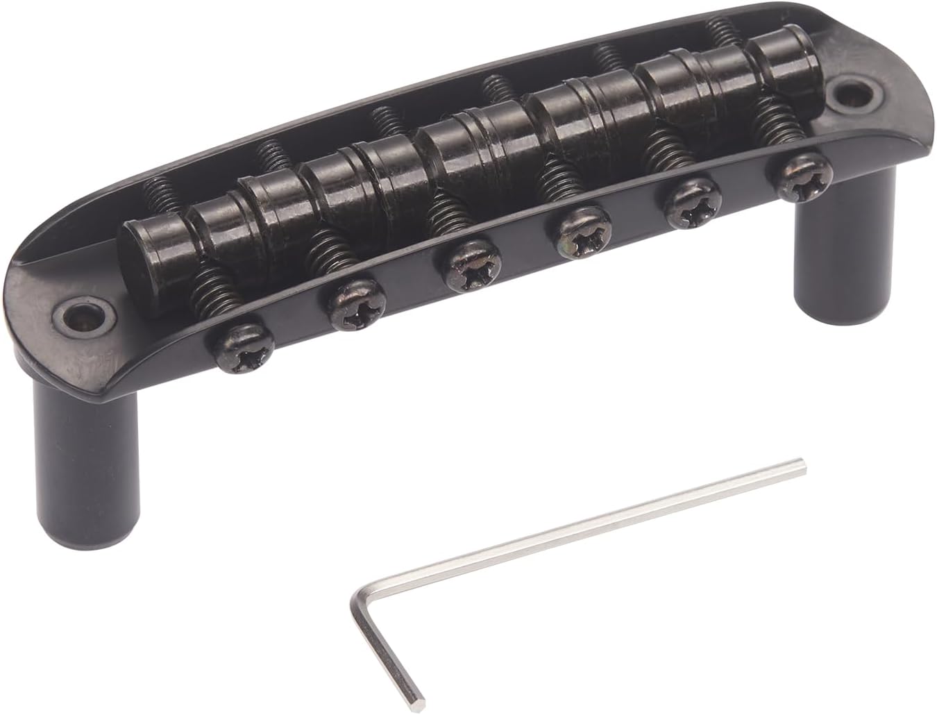 KAISH Electric Guitar Bridge Assembly with Large Barrel Saddles (not height adjustable) Modern 2-1/16" String Spacing for Jaguar/Jazzmaster Black