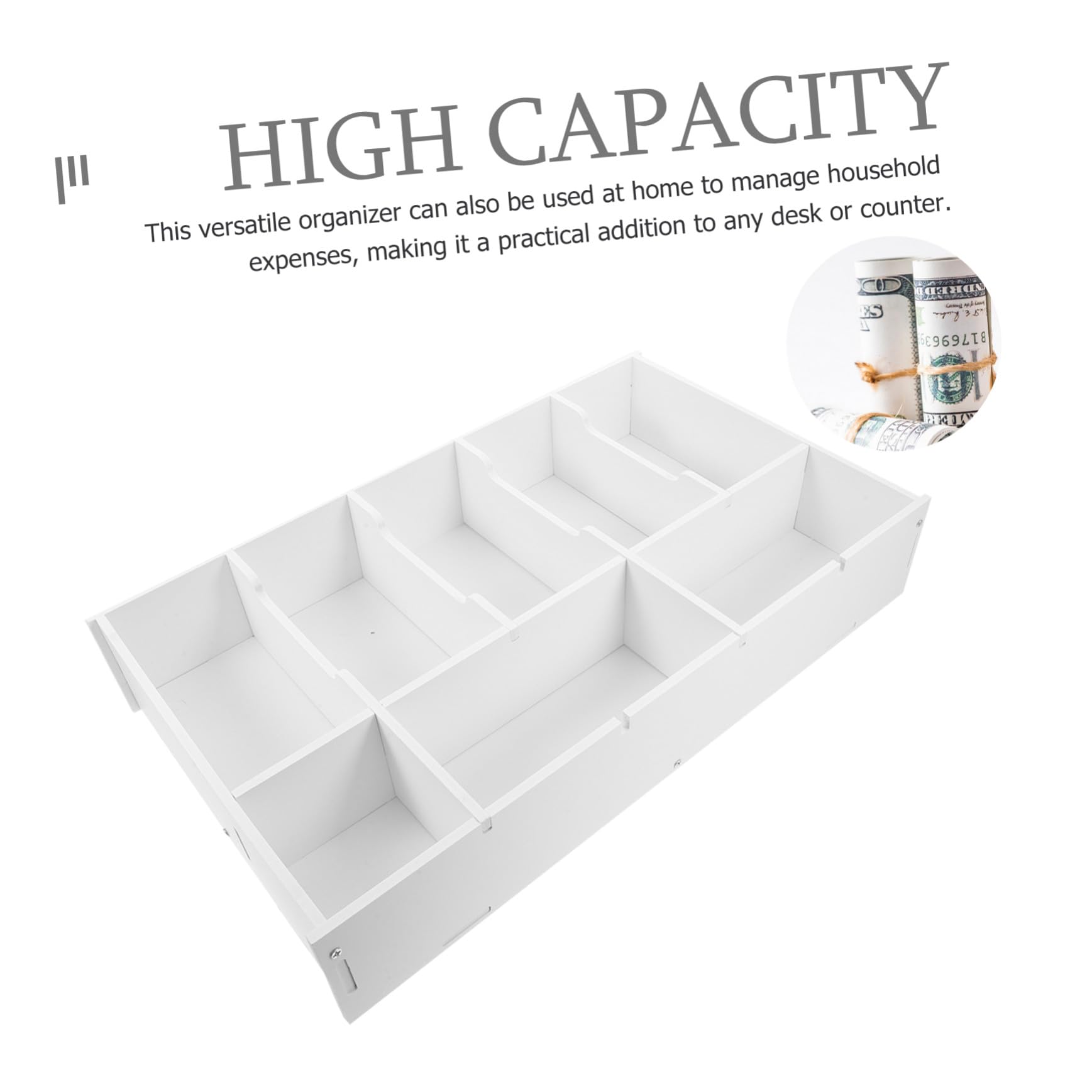 Cabilock Caja de Almacenamiento para Cajón de Clips con Bandeja para Dinero Organizador de Caja para Pequeñas Empresas para Escritorio y Oficina