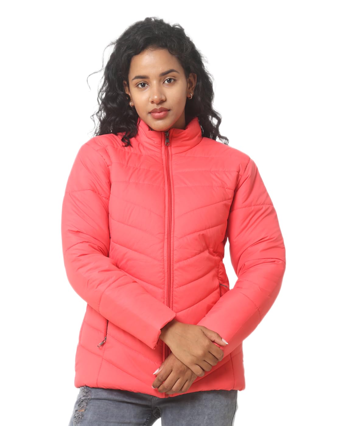 Women Winter Puffer Jacket Lightweight Quilted Zip-Up Jacket Warm Casual Wear