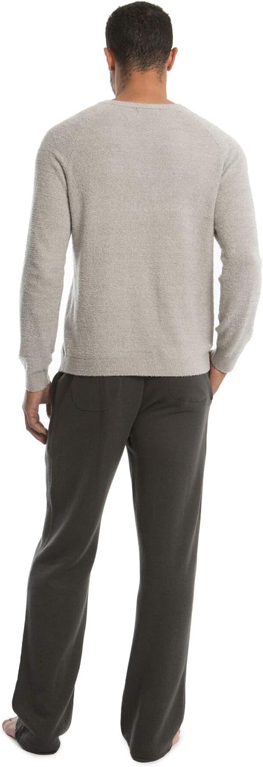 Barefoot Dreams Cozy Chic Lite Mens Raglan Pullover, Heathered, Light Sweater Small Pewter/Silver
