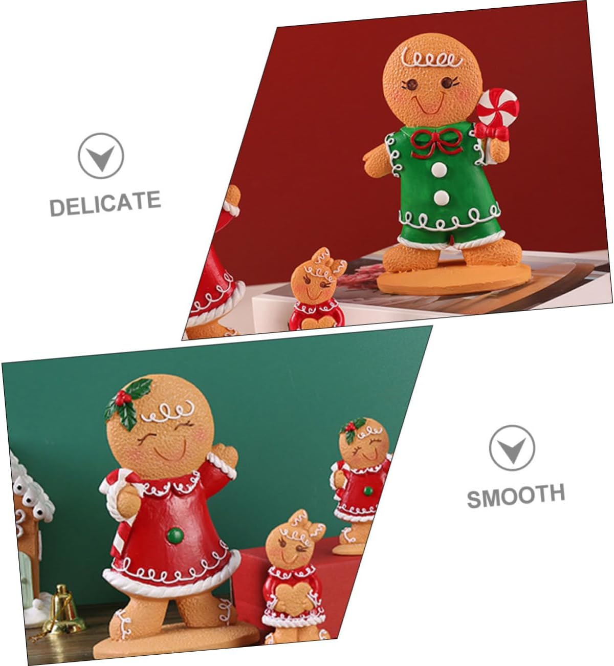 2Pcs Xmas Gingerbread Man Figurine Table Ornament Cute Holiday Decoration for Christmas Birthday Wedding and Year Celebrations Present for Family and Friends