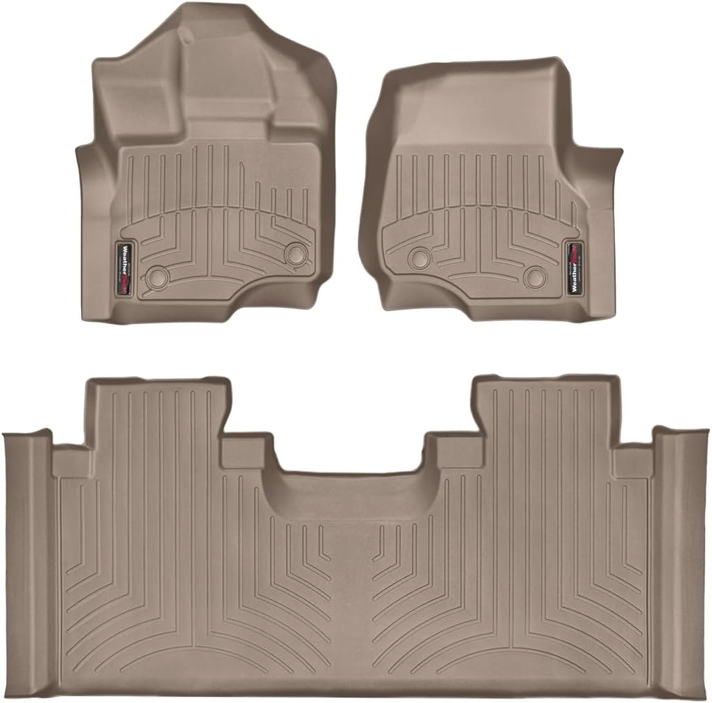 WeatherTech Custom Fit FloorLiners for Ford F-150, F-150, F-150 Raptor - 1st & 2nd Row (44697-1-3), Black