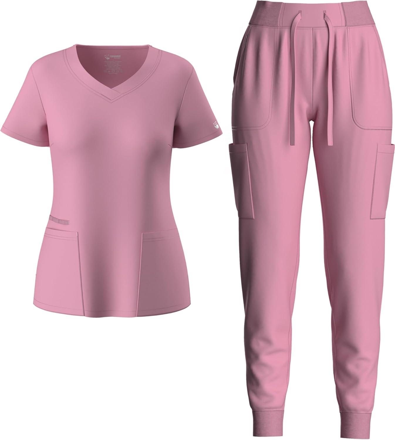 PANDAMED SCRUBS Womens' Scrubs Set, Women Stretch V Neck Top & Jogger Scrub Pants