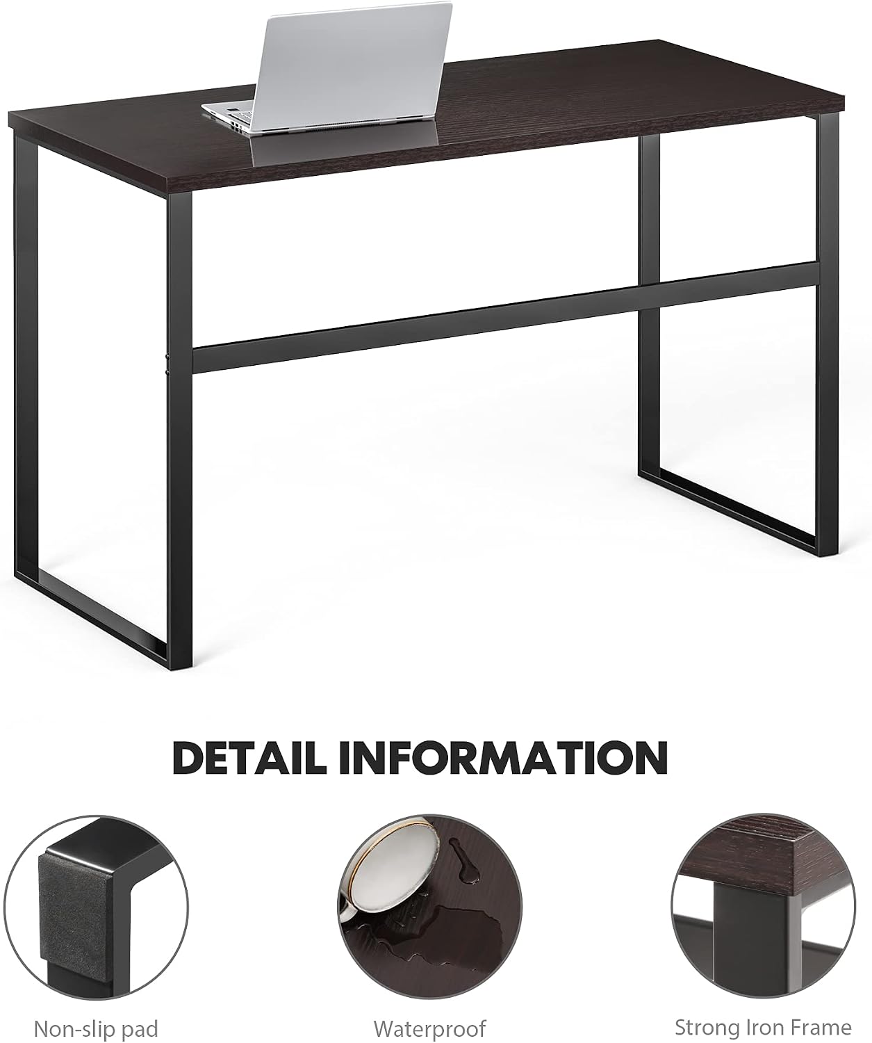 HOMURY Computer Desk for Home Office,44 Writing Table for Small Space, Espresso