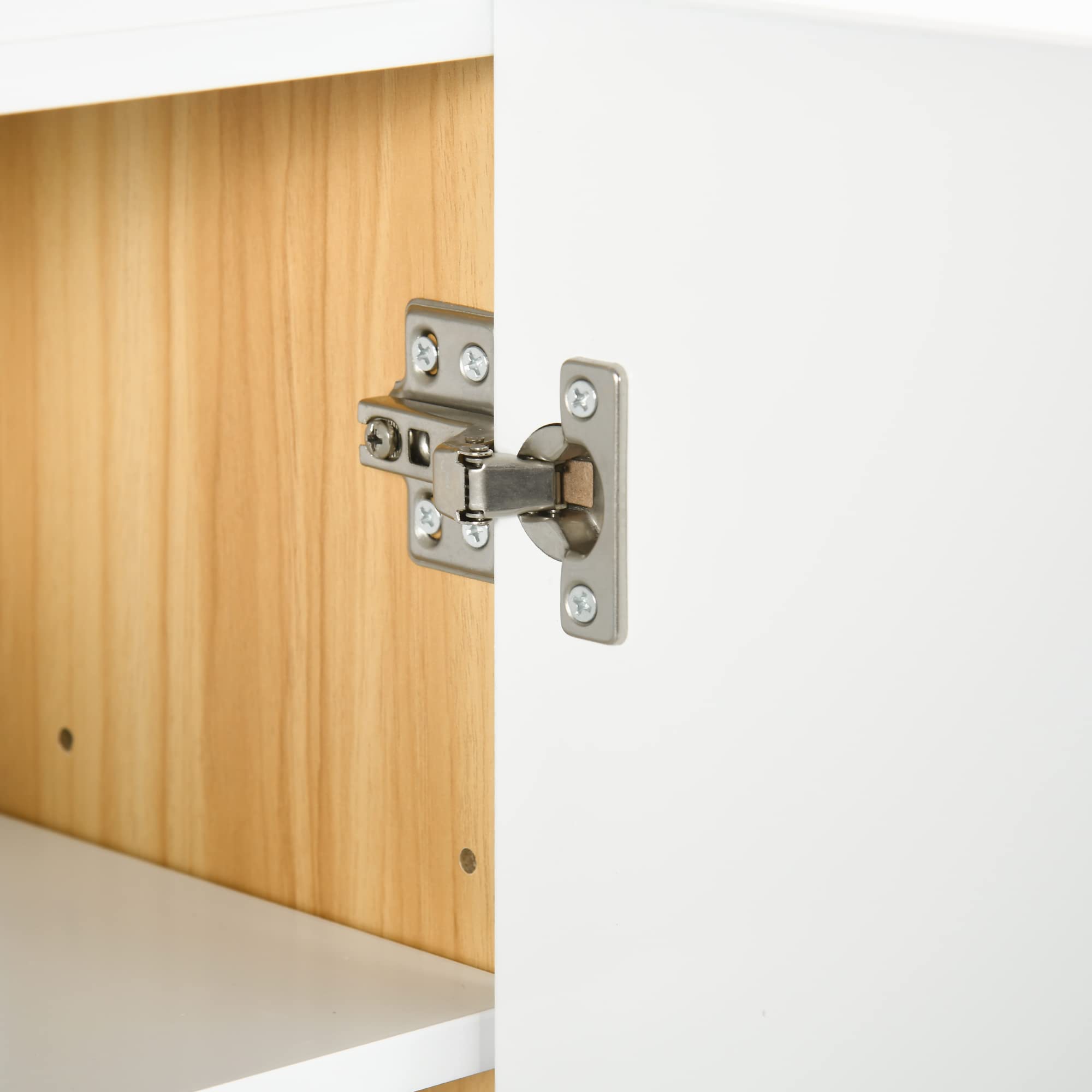 kleankin Armoire Miroir Salle de Bain Armoire de Toilette Miroir 3 Portes 4 étagères réglables 68 x 22 x 60 cm Aspect chêne Clair - Blanc